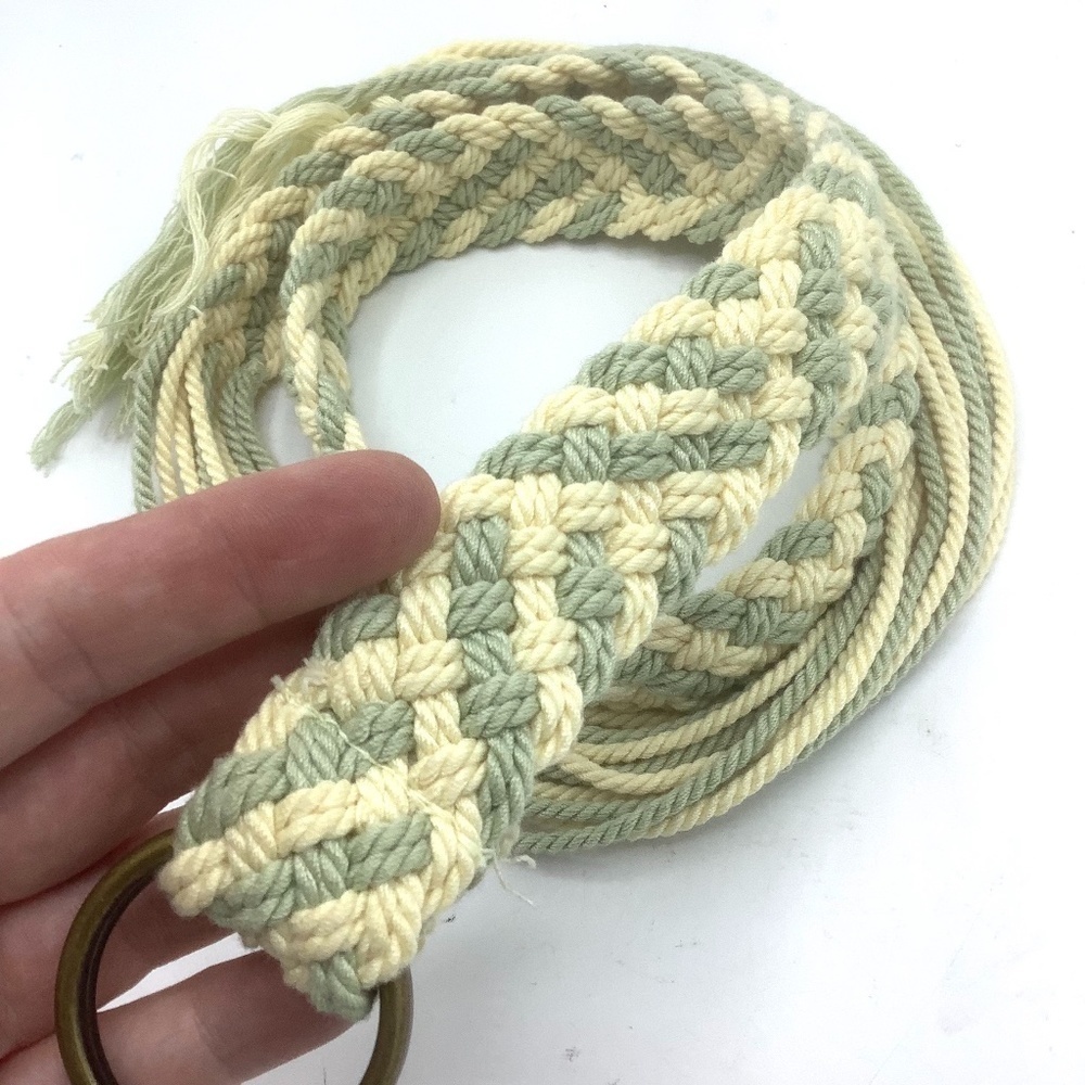 Vintage Knotted Yellow‎ Green Marled Cotton Belt